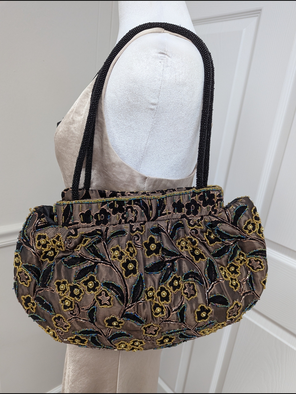 Vice Versa Beaded Floral Embroidered Evening Tote